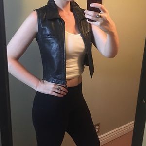 Genuine Leather Limited America Black Vest